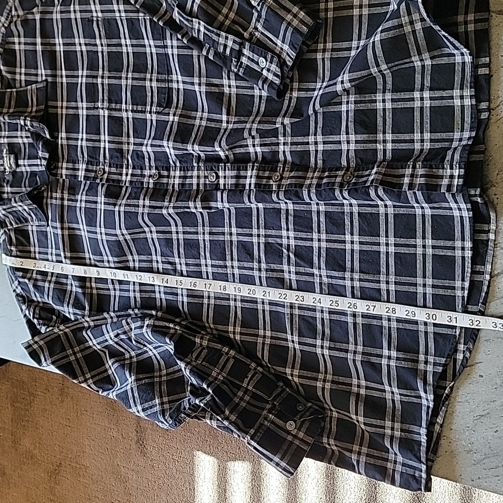 Claiborne Men's 100% Cotton Stretch Plaid Long Sleeve Button down blk&Wht 3XL - Picture 4 of 7